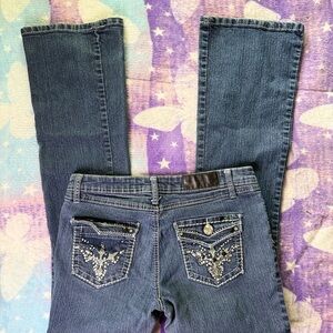 Twentyon Blue Boot Cut Jeans with Stylish Embroidery